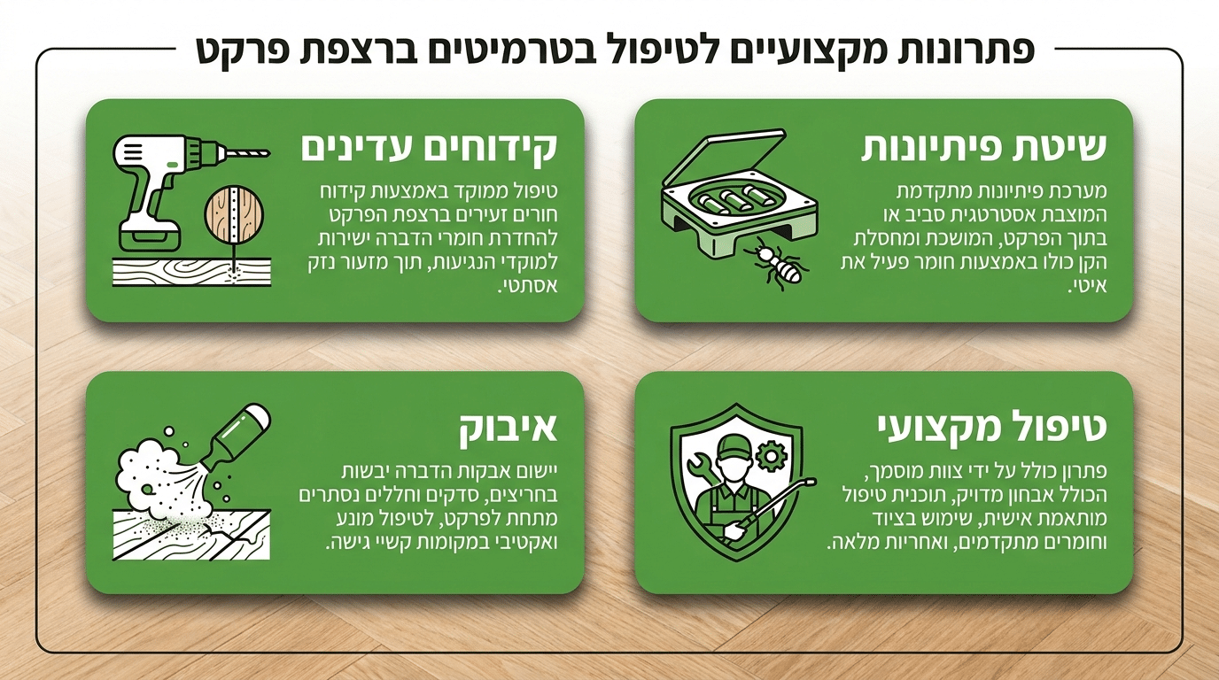 טרמיטים בפרקט - פתרונות מקצועיים לטיפול בריצפת עץ ללא פירוק