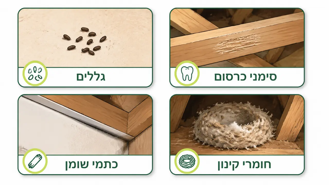 מה הסימנים הכי ברורים שיש מכרסמים בעליית גג?