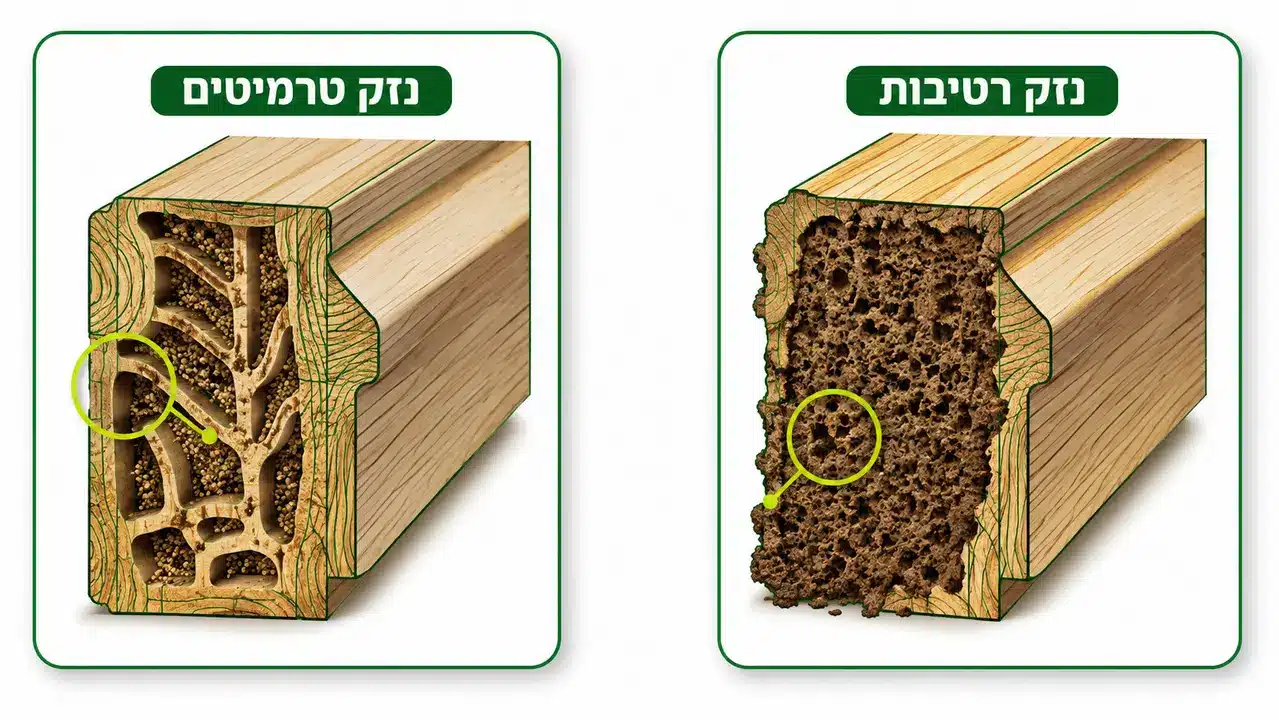נזק טרמיטים או נזק רטיבות, איך לא מתבלבלים
