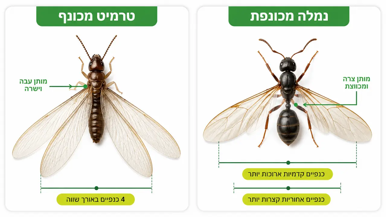 כנפיים ליד הדלת, טרמיטים או נמלים מכונפות