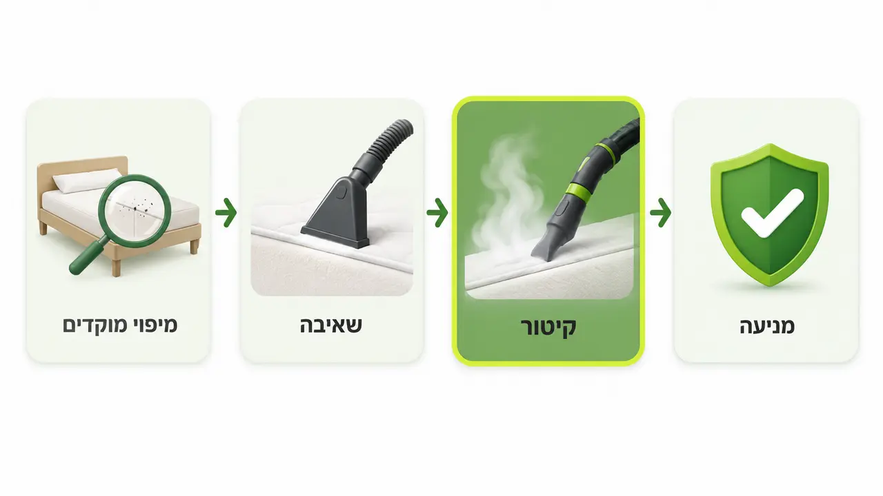 הדברת פשפשי מיטה בקיטור שלב אחרי שלב